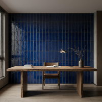 Carrelage mural et de sol moderne en terre cuite Zellige artisanal 60x240mm, antidérapant, avec glaçure réactive craquelée, style brique métro, pour appartement