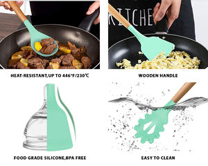 रसोई के बर्तन रंग सेट 11 टुकड़े Nonstick सिलिकॉन रसोई बर्तन के लिए स्टैंड के साथ सेट Cookware - Product Image 3