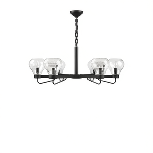 Lámpara colgante negra de 6 luces con pantalla de cristal para sala de estar, LED E26, 2700K, blanco cálido - Product Image 1