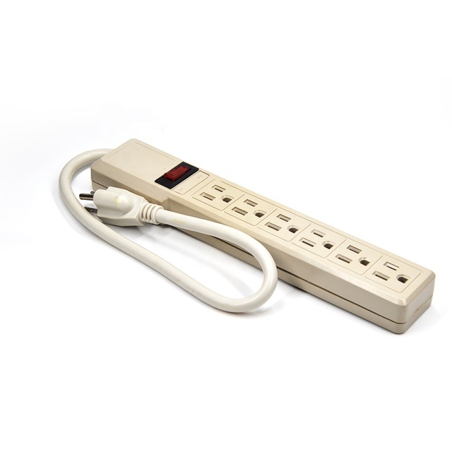 1-Pack Black 6-Outlet Wall Socket Surge Protector Power Strip 3-Foot Cord & 900 Joule Overload Protection Plugs & Sockets