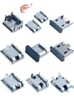 Conector MICRO USB de 5 Pines SMT, Carcasa de Acero Inoxidable, Contacto de Cobre, PCB LCP, Carcasa Negra, Embalaje de Cinta de Níquel-estanho, ROHS