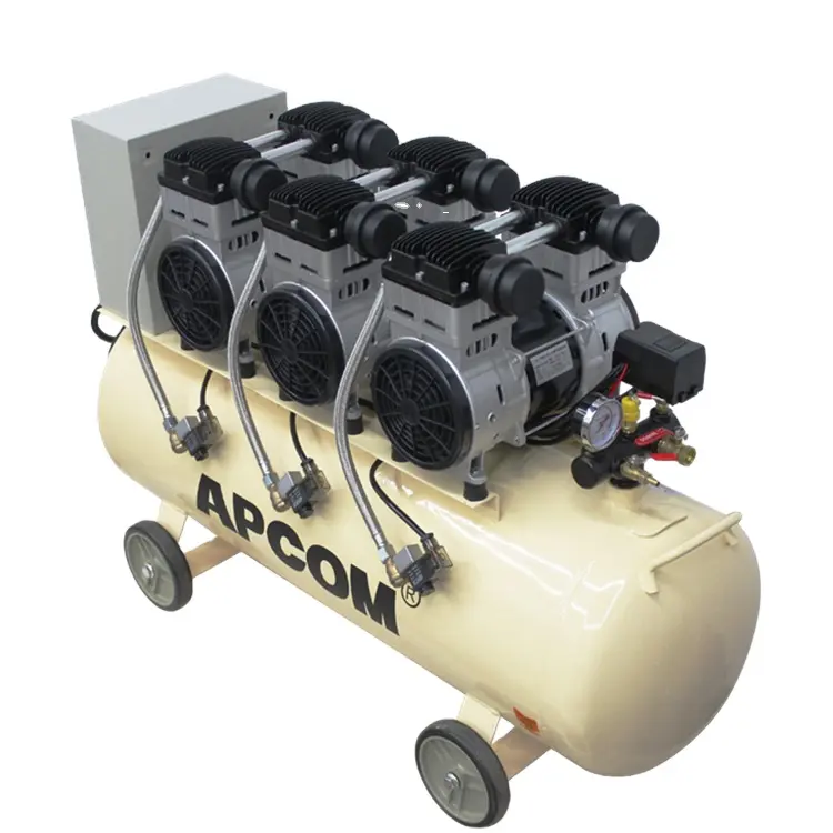Aircompressor 3 पंप्स 230L 200L 100L पिस्टन एयर कंप्रेसर 4kw 120L के साथ मूक तेल मुक्त पिस्टन हवा कंप्रेसर हवा टैंक