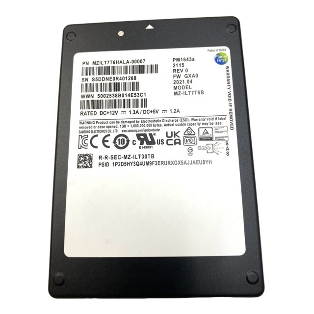 Brand New PM1643A 7.68TB 2.5" SAS 12Gb/s SSD MZILT7T6HALA-00007 PM1643A 960G 1.92T 3.84T 7.68T 2.5 SAS SSD for Server