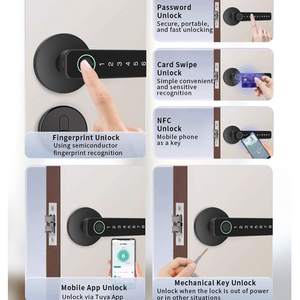 Serrure intelligente à verrouillage automatique Tuya Scanner biométrique Bluetooth <span class=keywords><strong>Code</strong></span> Cylindres Numérique Interne Électronique Poignée <span class=keywords><strong>de</strong></span> porte principale Serrure à mortaise - Product Image 4