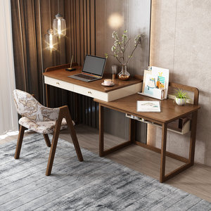Escritorio de computadora moderno en forma de L de SENYU, de madera, con cajones y estantería para estación de trabajo en el hogar/oficina. - Product Image 5