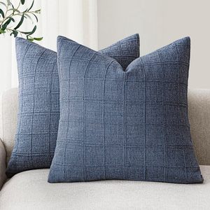 Housses de coussin texturées à carreaux en mélange de lin, fermeture éclair, style moderne minimaliste, amovibles et lavables pour canapé et salon - Product Image 5
