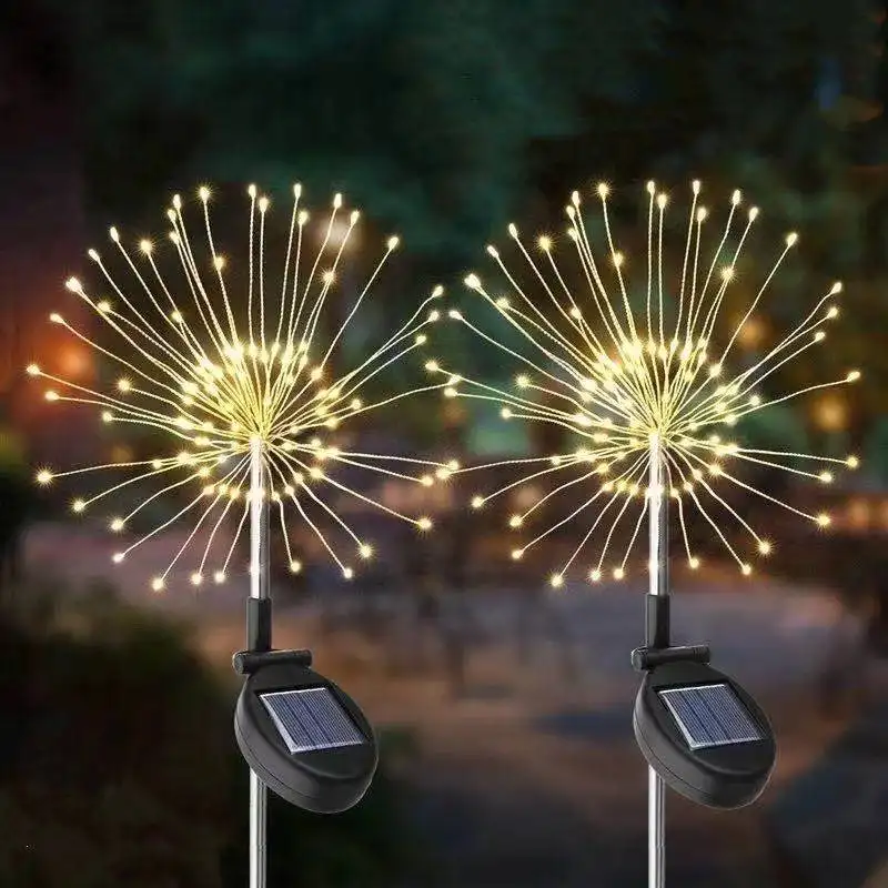 Luci solari da giardino per fuochi d'artificio all'aperto filo di rame luce impermeabile 8 modalità luce scintillante per la decorazione del percorso del Patio dell'iarda