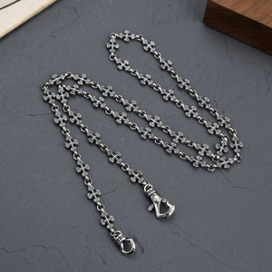 Collier CH Odian Chrome Cruckle en argent thaïlandais, pendentif rétro en forme de croix et de cœur, style européen, hip hop, punk, bijoux pour couple - Product Image 4