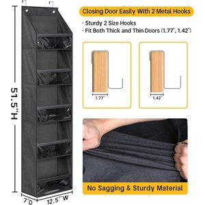 Over Door <b>Hat</b> Organizer 33x15x85cm Oxford Fabric Black Hanging Storage Rack For Baseball Caps Closet Wall Mount - Product Image 5