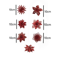 Fleurs de Poinsettia de Noël en plastique pailleté faites à la main de haute qualité Eden, 1 couleur, creuses, pour décorations d'arbre, couronnes DIY, fêtes et maison
