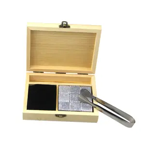 Juego de regalo de piedras de whisky Mixology con caja de madera, juego de 9 rocas de whisky enfriadoras de granito en forma de cubo, regalos de whisky para hombres