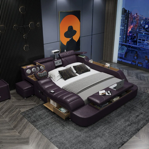 <span class=keywords><strong>Lit</strong></span> de Luxe Américain <span class=keywords><strong>en</strong></span> Bois <span class=keywords><strong>Massif</strong></span> avec Rangement, Chambre Principale, <span class=keywords><strong>Lit</strong></span> de Mariage Minimaliste Moderne <span class=keywords><strong>en</strong></span> Cuir Grand Format - Product Image 5