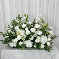 Bouquet de fleurs artificielles en soie, rose bordeaux et hortensia orange brûlé, pour centre de table de mariage