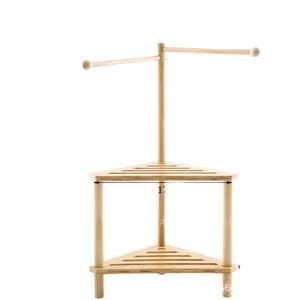 Tabouret de douche en bambou Kinomine avec porte-serviettes, étagère de rangement en bois massif pour personnes âgées - Product Image 2