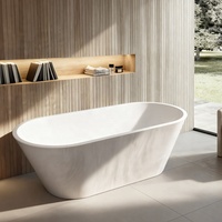 Baignoire ovale autoportante moderne en acrylique blanc pour hôtel et maison, avec motif marbré
