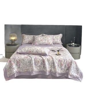 Olay Tencel Summer <b>Quilt</b> Set 4 Pieces Lightweight Air Conditioning Blanket Reactive Printed Lyocell Fiber <b>Bedding</b> - Product Image 5