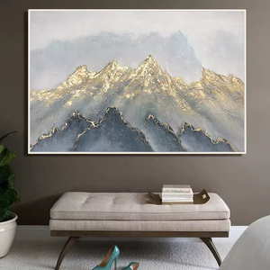 100% paisaje pintado a mano de alta calidad montaña dorada pintura Original pintura al óleo abstracta decoración del hogar pintura - Product Image 5