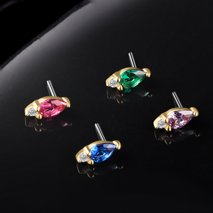 Piercing storie 14K oro massiccio taglio pera CZ Top Piercing gioielli Piercing - Product Image 1