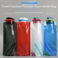 Bouteille d'eau portable pliable en PE pour le cyclisme en plein air, avec bouchon à bouton-poussoir étanche, unisexe, pour les voyages