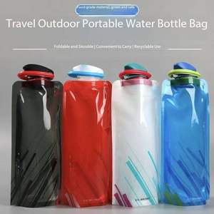 Bouteille d'eau portable pliable en PE pour le cyclisme en plein air, avec bouchon à bouton-poussoir étanche, unisexe, pour les voyages - Product Image 2