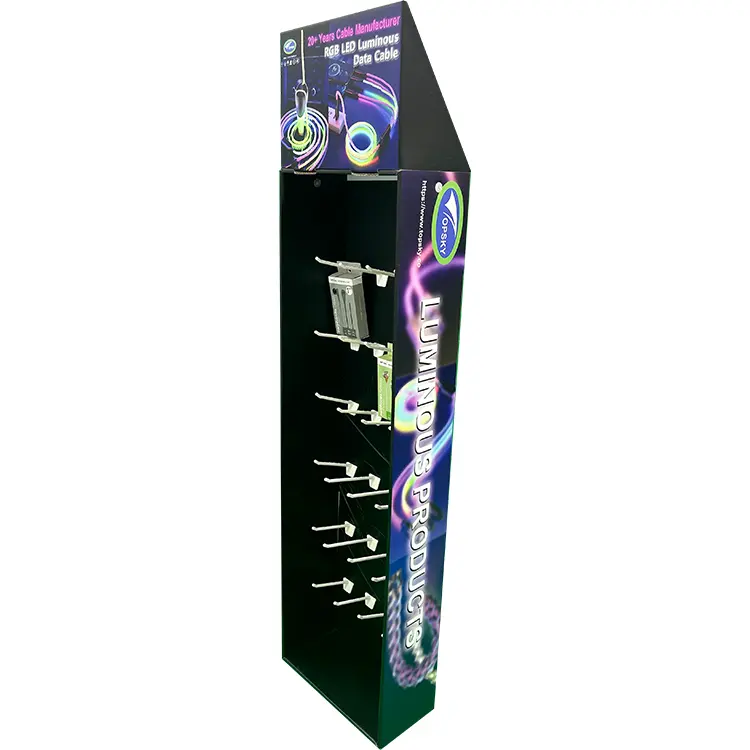 Armazenar produtos eletrônicos papel prateleira telefone móvel caso gancho papel display stand dados linha papel display rack