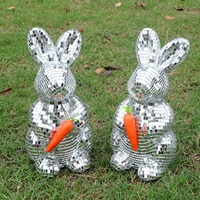 Décoration de Pâques transfrontalière en mosaïque de verre, lapin disco, ornements pour fêtes intérieures, fournitures de fête, décoration intérieure