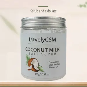 Harga pabrik Scrub wajah kelapa 100% murni susu kelapa Scrub Tubuh mencerahkan pemutih organik pengelupasan garam kelapa