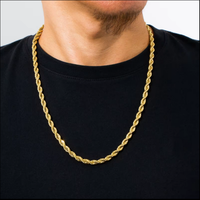 Chaîne à maillons torsadés hip hop en acier inoxydable plaqué or 18K multi-tailles personnalisée chaînes de collier ras du cou chaînes de corde pour hommes femmes