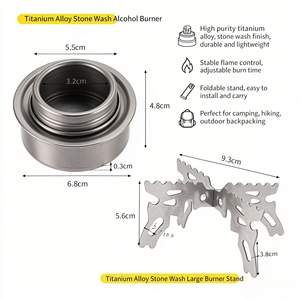 Réchaud à alcool en titane pur et support en alliage, kit de brûleur portable pour camping, pique-nique, voyage, petit barbecue - Product Image 4