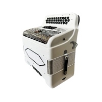 Accordéon professionnel SEASOUND 12 basses 5 registres 34 boutons grille argentée JB3412D blanc brillant diatonique concert en bois portable