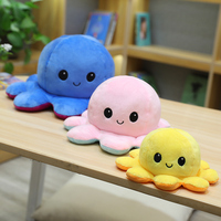 Peluche poulpe de grande taille, oreiller réversible, dessin animé, bleu rose, coton PP, jouet en peluche super doux, jouet de Noël