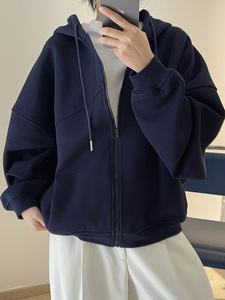 เสื้อฮู้ดดี้โอเวอร์ไซส์สำหรับผู้หญิง แบรนด์ Healy แบบซิปเต็มตัว ลายเรขาคณิต ตัดเย็บแบบมีเชือกผูก ฮู้ดบุขนแกะ ซิปหน้า - Product Image 2