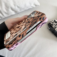 Coque de téléphone à imprimé léopard avec emplacement pour une seule carte pour iPhone 18 Pro Max 17 16 15 14 13, fine, antichoc, protection arrière