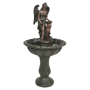 Бронзовый водяной фонтан с ангелом и детской статуей, металлический садовый орнамент