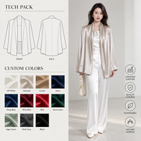Ensemble tailleur satiné sur mesure pour femme – Veste drapée élégante et pantalon large – Tenue de bureau – Fabricant de vêtements en gros OEM ODM