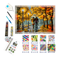 Kit de Peinture Diamant 5D Automne Couple Sous Parapluie, Perles Carrées, Bricolage Artistique, Décoration Maison, Cadeau pour Femmes, Adolescentes et Filles
