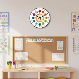 <span class=keywords><strong>Orologio</strong></span> <span class=keywords><strong>da</strong></span> <span class=keywords><strong>Parete</strong></span> Educativo per Bambini con Numeri Colorati, Movimento Silenzioso al Quarzo, con Lancette per Aula e Casa - Product Image 5