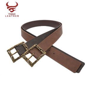 Retro Style Full Antic Brass Free Engraving Pattern Flat Buckle Belt For Ladies - Product Image 3