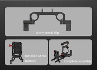 Plaque de batterie universelle Poyinco V-Mount 15 mm avec double pince à tige, adaptateur de montage V-Lock en aluminium CNC pour rig d'appareil photo reflex numérique - Portable