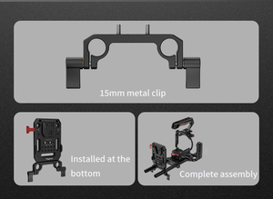 Placa de Batería Universal V-Mount Poyinco de 15 mm con Abrazadera de Doble Varilla, Adaptador de Montaje V-Lock de Aluminio CNC para Rig de Cámara DSLR - Portátil - Product Image 6