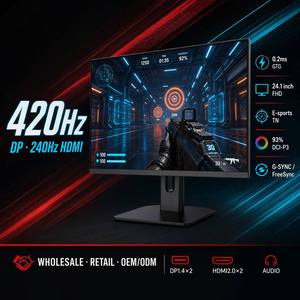 Nouvel écran de jeu 420Hz 24,1 pouces FHD 0,2 ms Esports <span class=keywords><strong>TN</strong></span> G-Sync FreeSync DP Haute résolution LCD OEM Vente en gros - Product Image 1