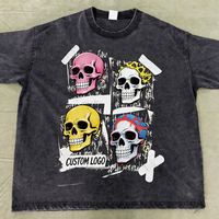 Kaos Katun Tebal Custom Grafis Pria Berkualitas Tinggi dengan Cetakan Rhinestone Gaya Jalanan Amerika Hip Hop Streetwear