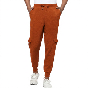 Pantalones Deportivos Casuales para Hombre, Color Naranja, Cintura Elástica con Cordón, Bolsillos Tipo Cargo, Tejido de Algodón de Peso Medio, Estilo Otoñal - Product Image 1