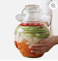 Pot de cornichon de fermentation en verre transparent scellé de grande capacité avec couvercle de bol pour le marinage Kimchi Japandi Design pour cuisine ou cadeau