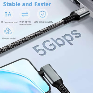 <span class=keywords><strong>Cable</strong></span> de Carga Rápida USB 3.2 Tipo <span class=keywords><strong>C</strong></span> de 90 Grados y 3A, <span class=keywords><strong>Cable</strong></span> USB <span class=keywords><strong>C</strong></span> con Cubierta de Nailon y Aleación de Aluminio para Auriculares VR, <span class=keywords><strong>C</strong></span>ámara y Teléfono - Product Image 4