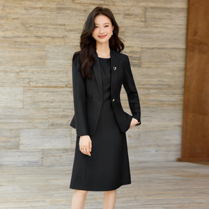 Burgundy Women's Suit Set Midi <b>Skirt</b> Full Sleeve Office Lady Anti-Wrinkle Polyester Worsted Fabric - Product Image 2
