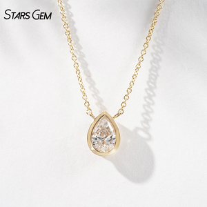 Collar de Moda StarsGem con Colgante de Diamante Cultivado en Laboratorio, Corte Pera, Oro Sólido de 10K, 0.5CT, Engaste de Bisel, Bañado en Rodio - Product Image 1