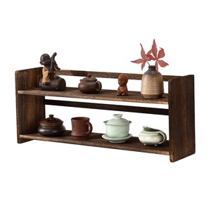 <b>Solid</b> <b>Wood</b> Desktop Display Shelf Black Walnut Color Chinese Style Teacup Tea Set Storage Rack Multi Tier Organizer - Product Image 3