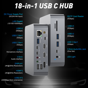 Hub Usb Type C 18 Cổng Bán Chạy Nhất Trạm Sạc Máy Tính Xách Tay USB-C 2 Cổng HDMI 4K @ 30HZ DP USB HUB - Product Image 2
