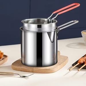 <span class=keywords><strong>Olla</strong></span> para freidora profunda de acero inoxidable con cesta coladora y mango largo-<span class=keywords><strong>Olla</strong></span> pequeña para freidora de <span class=keywords><strong>aceite</strong></span> de cocina de 1,2 l/400oz para uso doméstico - Product Image 3